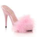 Fabulicious POISE-501F Baby Pink Satin-Marabou Fur/Baby Pink Size 9