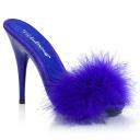 Fabulicious POISE-501F Blue Satin-Marabou Fur/Blue Size 13