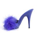 Fabulicious POISE-501F Blue Satin-Marabou Fur/Blue Size 13