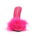 Fabulicious POISE-501F Blue Satin-Marabou Fur/Blue Size 13