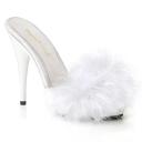 Fabulicious POISE-501F White Satin-Marabou Fur/White Size 13