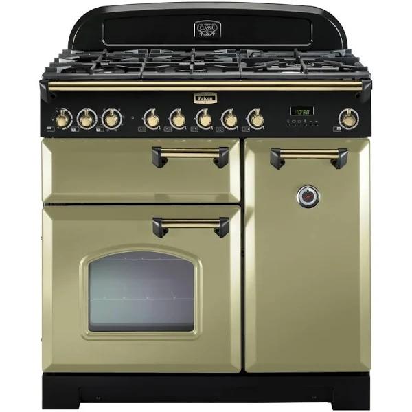 Falcon Classic Deluxe 90cm Dual Fuel Cooker - Olive and Brass