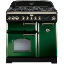 Falcon Classic Deluxe 90cm Dual Fuel Cooker - Racing Green and Chrome