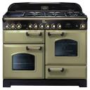 Falcon Classic Deluxe Olive Green and Brass Dual Fuel Cooker 110cm