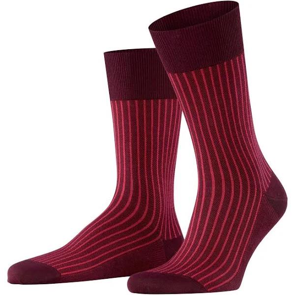 Falke Oxford Stripe Socks - Barolo Red Large