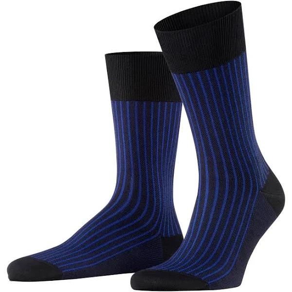 Falke Oxford Stripe Socks - Black/Blue Extra Large