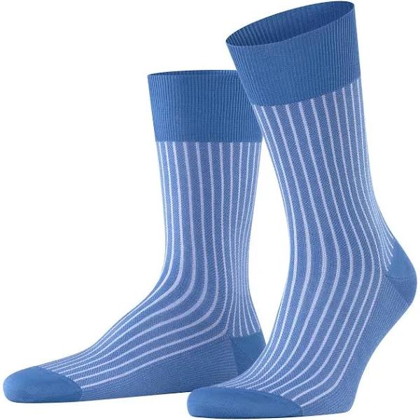 Falke Oxford Stripe Socks - Linen Blue Medium