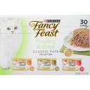 Fancy Feast Gourmet Cat Food, Poultry & Beef, Classic Pate Collection, 30 Pack - 30 pack, 3 oz cans