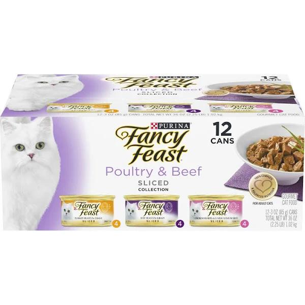 Fancy Feast Poultry & Beef Sliced Collection Cat Food Cans 85g