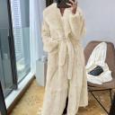 Faux Fur Women's Mid-length Coat Black / 2XL