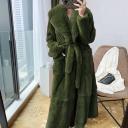 Faux Fur Women's Mid-length Coat Black / 2XL