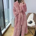 Faux Fur Women's Mid-length Coat Black / XL