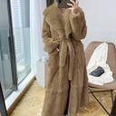 Faux Fur Women's Mid-length Coat Black / XL