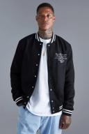 Faux Suede Varsity Bomber