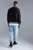 Faux Suede Varsity Bomber