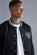 Faux Suede Varsity Bomber