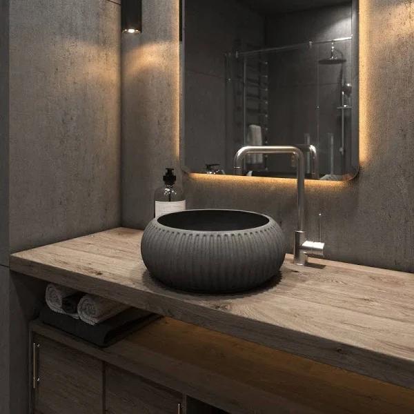 Felda Meteor Grey Fluted Concrete Basin