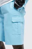 Fixed Waist Relaxed Cargo PU Short