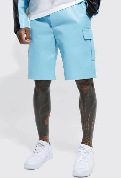 Fixed Waist Relaxed Cargo PU Short