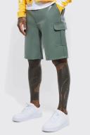 Fixed Waist Relaxed Cargo PU Short
