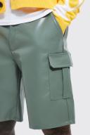 Fixed Waist Relaxed Cargo PU Short