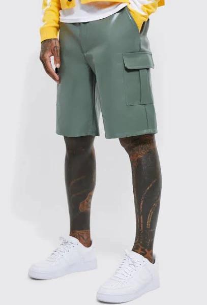 Fixed Waist Relaxed Cargo PU Short