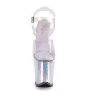 FLAMINGO-808MC Clear/Lavender Hologram Inserts Platform Sandal 8