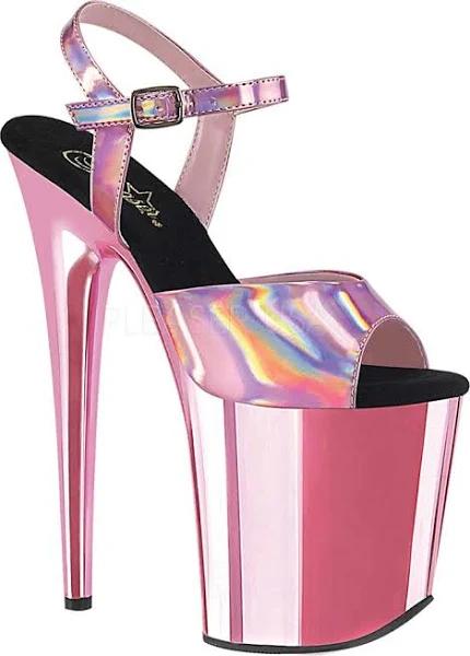 FLAMINGO-809HG Baby Pink HOLOGRAM/BABY Pink Chrome Platform Sandal 10