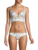 Fleur du Mal Black Lily Embroidery Longline Demi Bra