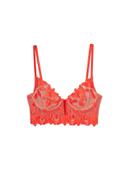 Fleur du Mal Women's Lily Embroidery Longline Demi Bra - Orange - Size 34d - Clementine