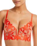 Fleur du Mal Women's Lily Embroidery Longline Demi Bra - Orange - Size 34d - Clementine