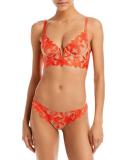 Fleur du Mal Women's Lily Embroidery Longline Demi Bra - Orange - Size 36c - Clementine