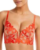 Fleur du Mal Women's Lily Embroidery Longline Demi Bra - Orange - Size 38C - Clementine