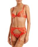 Fleur du Mal Women's Lily Embroidery Longline Demi Bra - Orange - Size 38C - Clementine