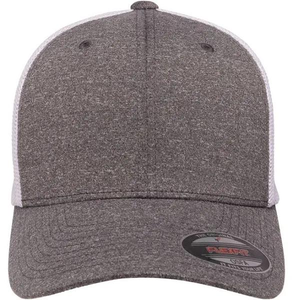 Flexfit 6311 Melange Trucker Mesh, Price/each - Dk H.Gry/White, One Size