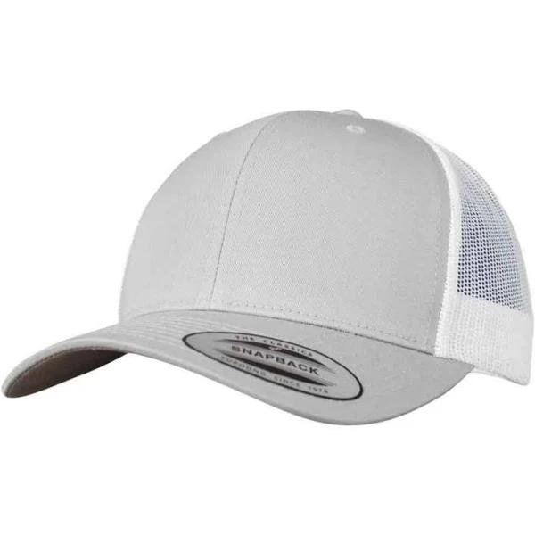 Flexfit Retro Trucker Snapback Cap - Silver / White