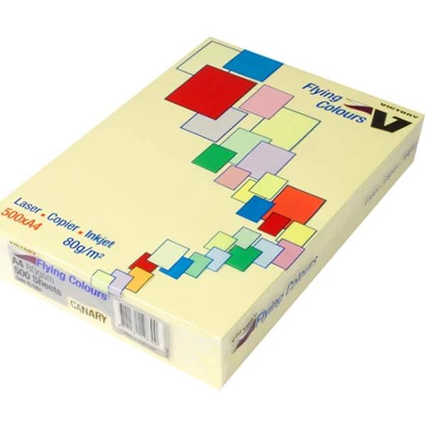 Flying Colours Coloured A4 Copy Paper 80gsm Canary Pack 500 Sheets