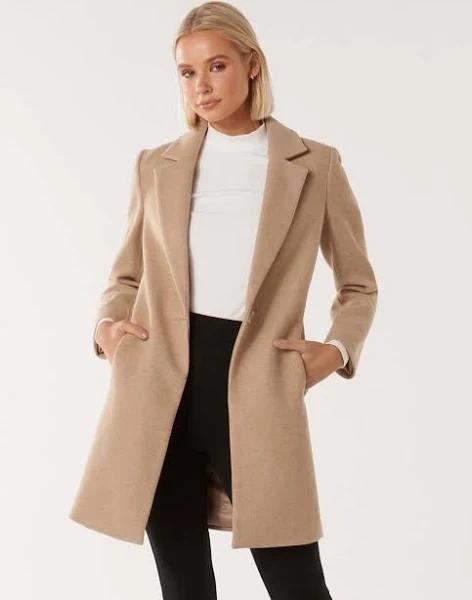 Forever New Anna Single Breasted Coatigan in Brown Camel 8