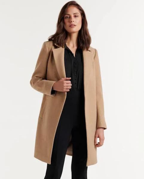 Forever New Becca Single Breasted Coatigan in Brown Camel 12