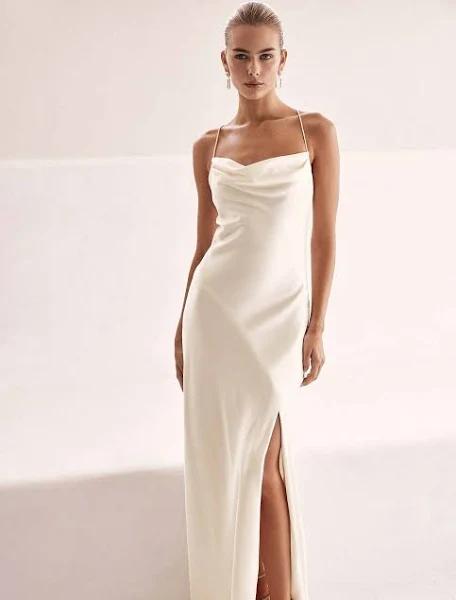 Forever New Blair Back Detail Maxi Dress in White 10