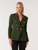 Forever New Chloe Military Blazer in Green Khaki 10