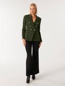 Forever New Chloe Military Blazer in Green Khaki 10