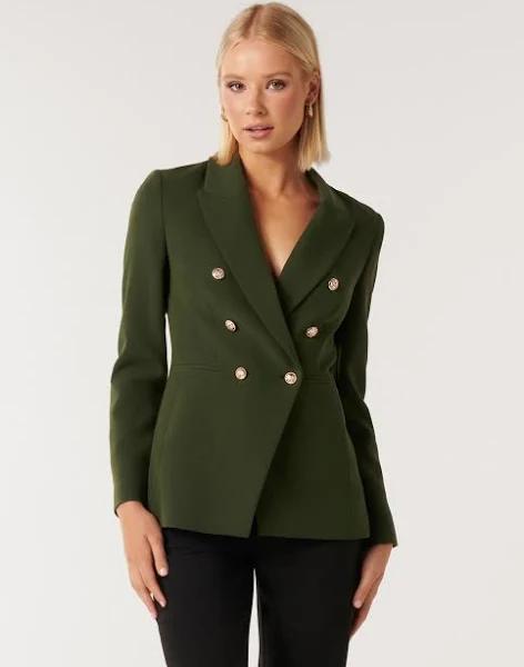 Forever New Chloe Military Blazer in Green Khaki 8