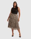 Forever New Curve Hailee Pleated Skirt in Brown Multi Brown 18