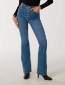 Forever New Louisa High Rise Button Flare Jeans in Blue Denim 12