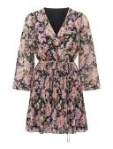 Forever New Lynne Pleated Georgette Mini Dress in Multi Black 14