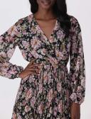Forever New Lynne Pleated Georgette Mini Dress in Multi Black 6