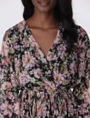 Forever New Lynne Pleated Georgette Mini Dress in Multi Black 8