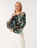Forever New Odette Metallic Blouson Sleeve Blouse in Multi Assorted 10