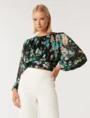 Forever New Odette Metallic Blouson Sleeve Blouse in Multi Assorted 16